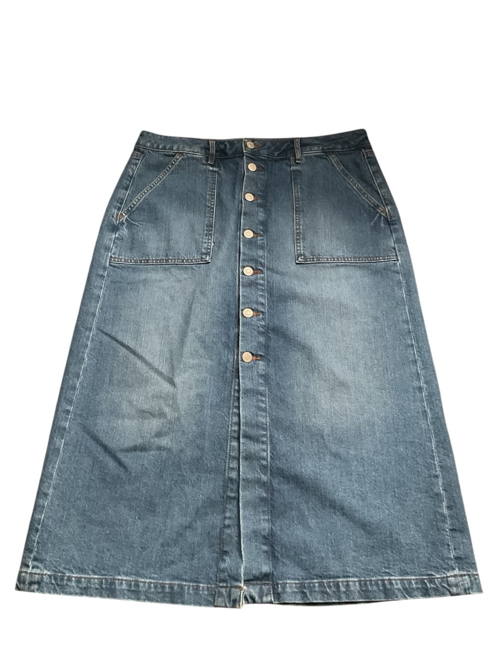 LOFT Denim A-Line Skirt - Blue
